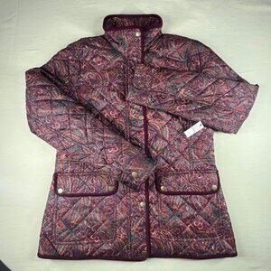 NWT Talbots Paisley Quilted Jacket. Quilted design. Corduroy trim. Size XS